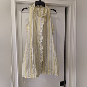 Striped Yellow and White Sleeveless Dress